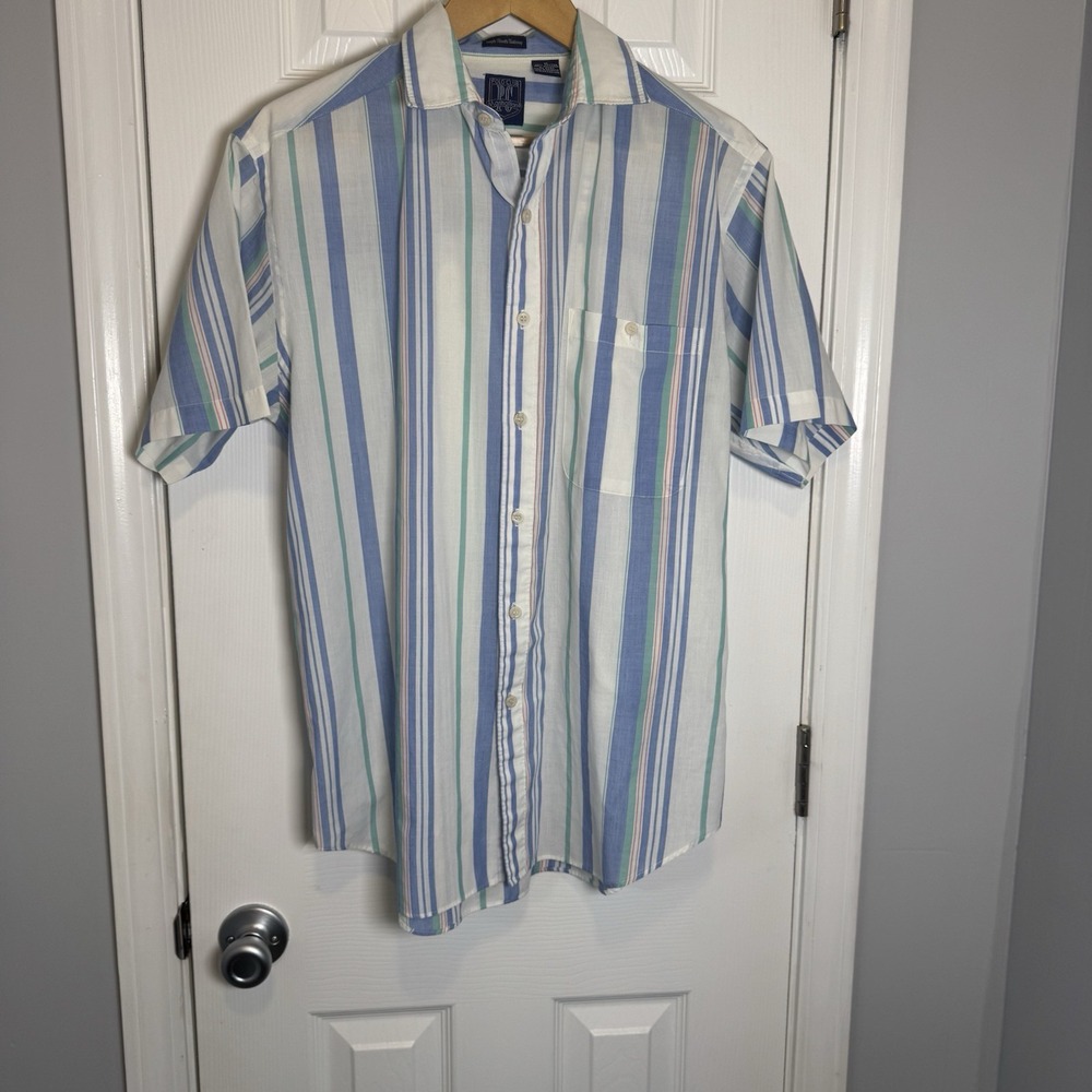 Vintage Manhattan Polo Club Shirt Mens‎ Medium Button Up Stripe Color Block